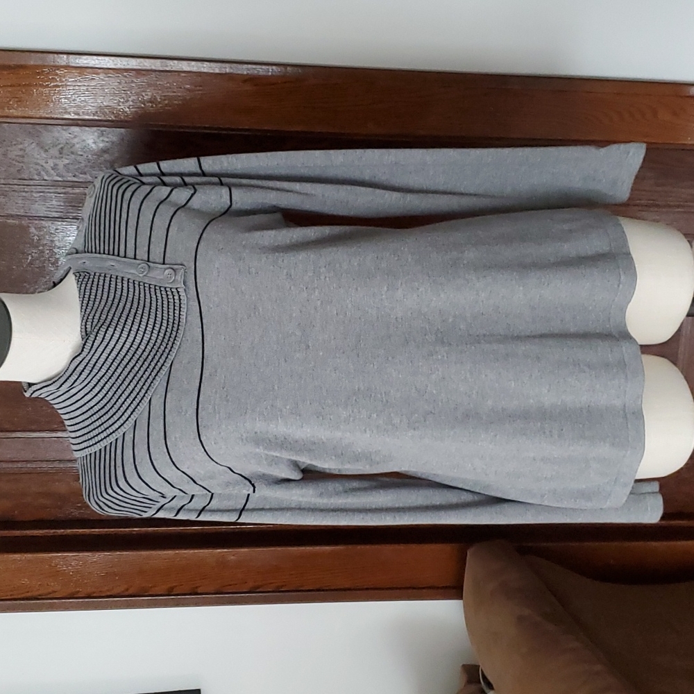 Willow Bay Gray Tight Knit Button Neck Long Sleeve Sweater Size L (14-16)